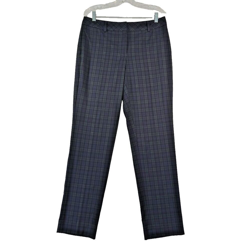 Lands End Slim Leg Tartan Plaid Pants Women's size 8 fit 2 Blue Green Black